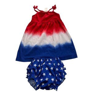 OshKosh Bgosh 2T Girls Red White & Blue Ombre Dress Star-Print Bloomer Patriotic